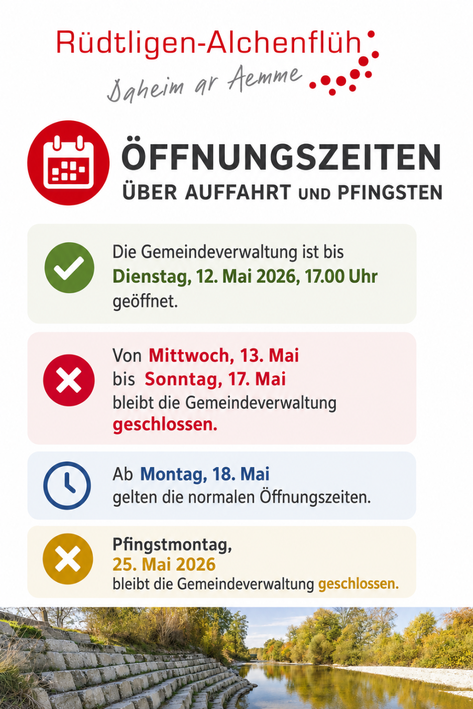 Öffnungszeiten über Auffahrt